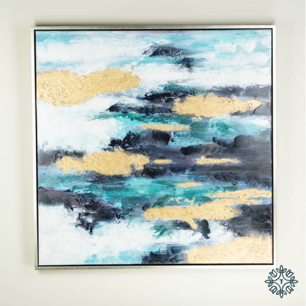 The Hanna Painted Canvas hand-painted abstract canvas brings tranquillity and elegance to your living space
